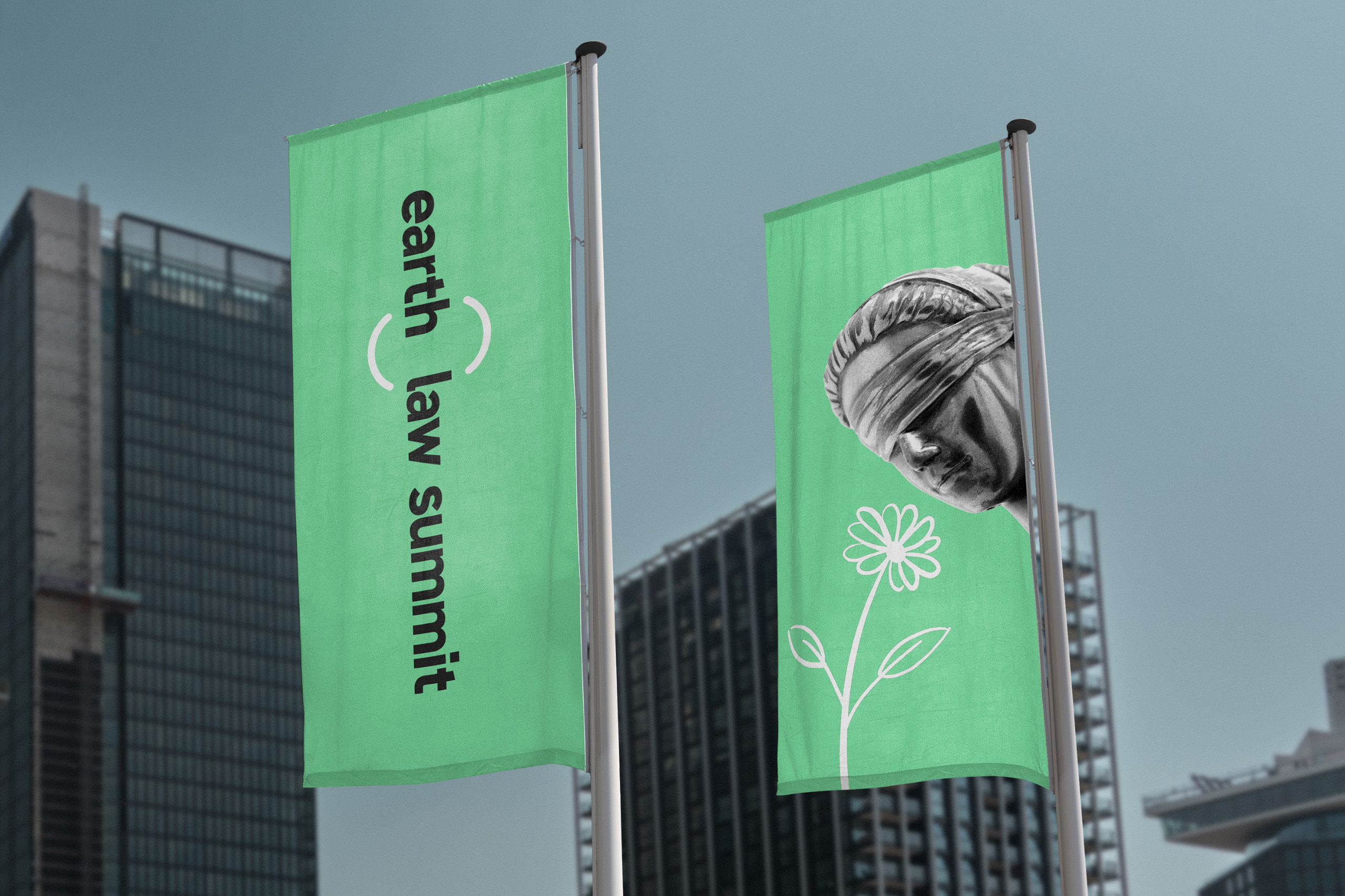 Earth Law Summit event flags