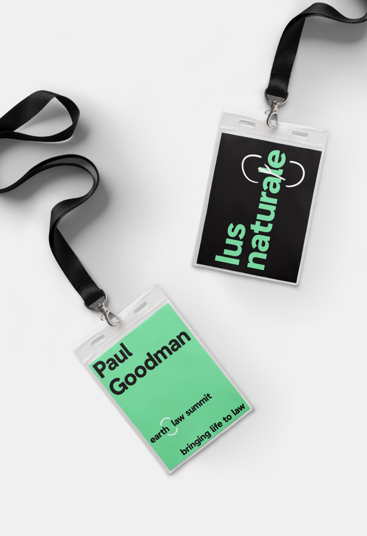 Earth Law Summit visitor tags.