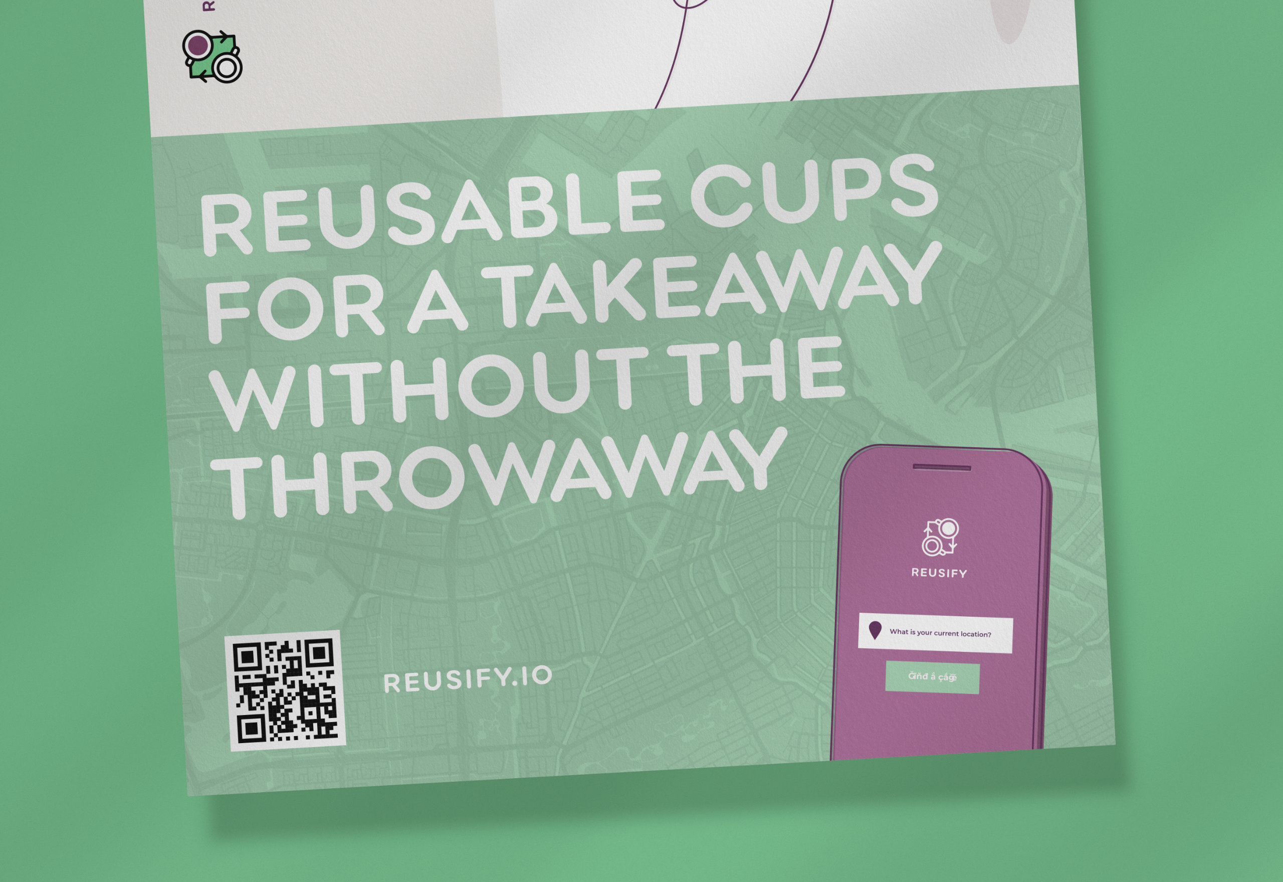 Reusify brochure "Takeaway without the throwavay" slogan